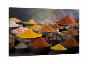 Aromatic spices, smoke and Still Life background