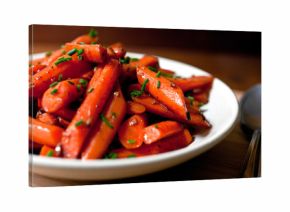 Close up of stir fried balsamic ginger carrots served on plate
