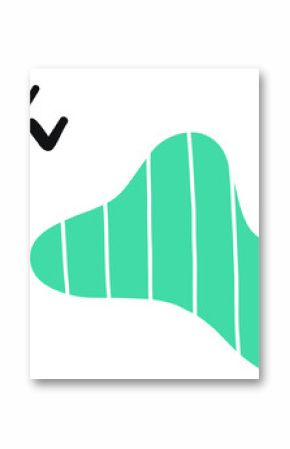 Flat design is showing mint-green blob with teal stripes and 7 black ticks on transparent backdrop