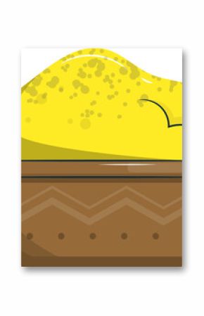 Vector illustration is depicting wood bowl with yellow spice on transparent background, copy space