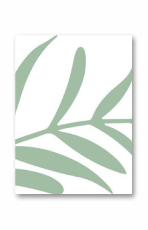 Stylized leafy branch is being shown in flat design, with pale mint green on transparent background