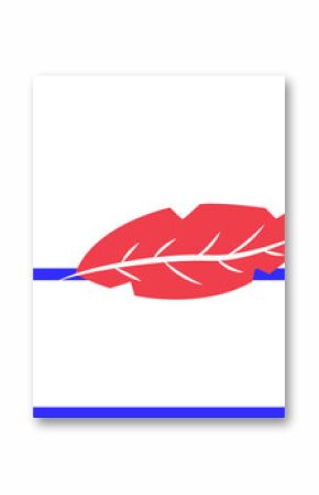 Flat floral banner is featuring red leaf, yellow flowers, blue foliage on transparent background