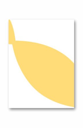 Flat design is showing stylized yellow leaf shape floating on transparent background