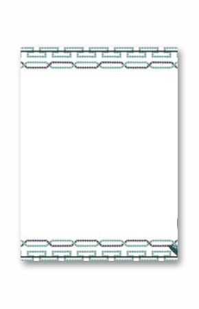 Showing mosaic border with teal, dark green tiles and corner leaf motifs on transparent background