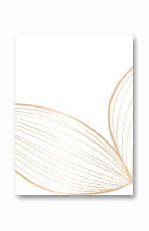 Two golden leaf-like motifs are overlapping and flowing on transparent background in flat design