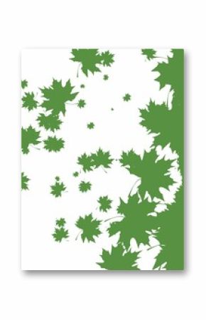 Green stencil leaf pattern on white