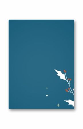Illustration of snowflakes and leaf pattern against blue background, copy space
