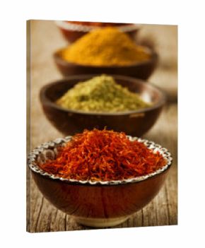 Spices Saffron, turmeric, curry