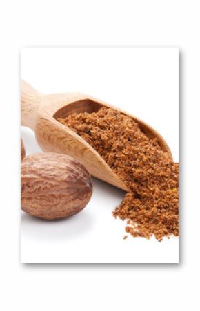 milled nutmeg isolated on white