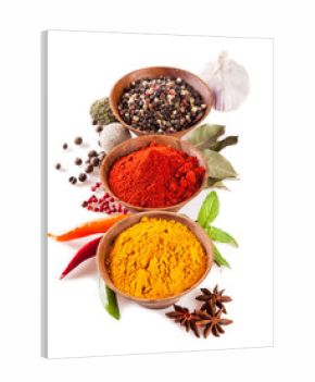 Various spices isolated on white background