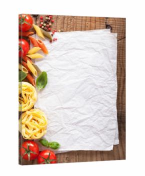 blank paper for recipes with ingredients tomatoes pasta pepper
