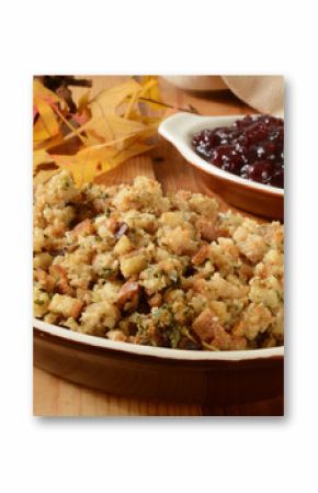 Turkey stuffing and cranberry sauce