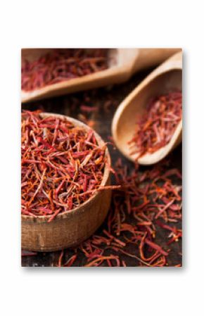 Saffron in wooden bowl