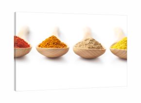Spice Powders on Wooden Spoons