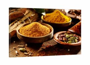 Curry and turmeric in bowls