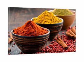 Variety of spices on kitchen table
