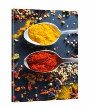 Turmeric and sweet red pepper  black chalk board