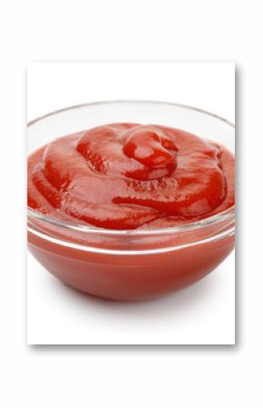 Glass bowl of ketchup