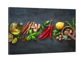 Fresh aromatic herbs and spices for cooking