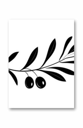 Olive oil label or logo for farm store or market. Olive branch with leaves and olives silhouette. Retro emblem organic olive oil vector illustration isolated on white background.