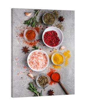 Different kind of spices in bowls