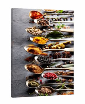 Spices with herbs in closeup