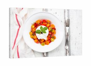 Plate of tomato salad with Burrata