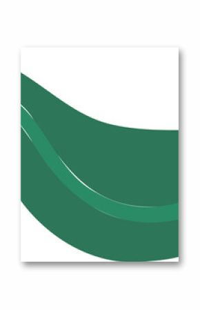 Abstract green wavy bands are forming organic leaf shape in flat design on transparent background