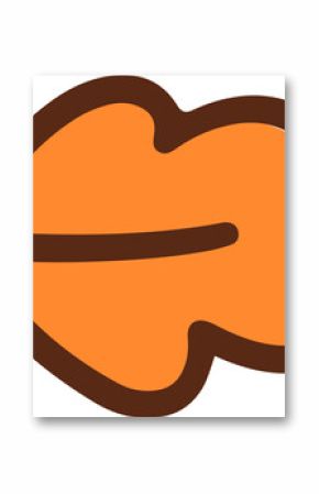 Leaf icon is being shown in flat design with orange fill and brown outline, transparent background