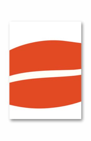 Stylized leaf is floating in flat design, with red-orange body and white vein, clear background