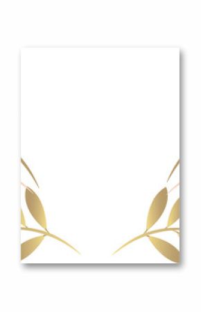 Stylized gold and pink leaf branches are forming laurel pair in flat style on transparent backdrop
