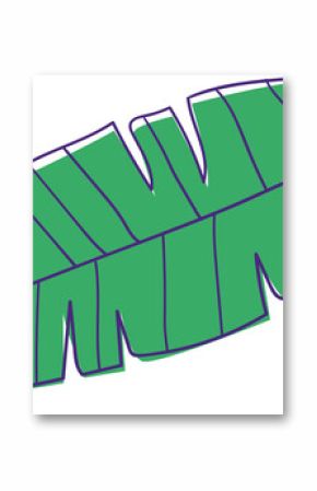 Green tropical leaf is floating on transparent background in flat design with cut edges, copy space