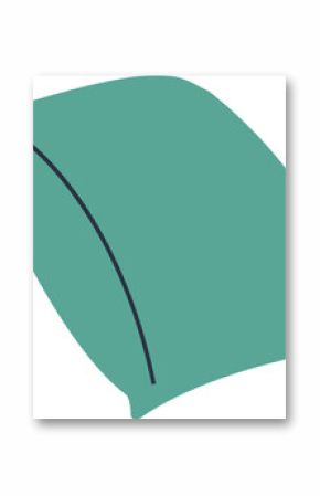 Stylized botanical leaf is showing central vein in flat design on transparent background