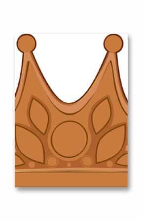 Stylized vector crown is showcasing brown-gold leaf medallion ornaments on transparent backdrop
