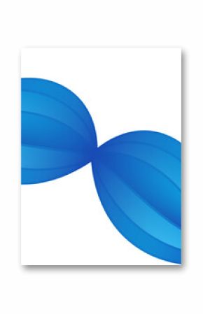 Blue leaf-like shapes are forming mirrored wings in flat vector art on transparent background