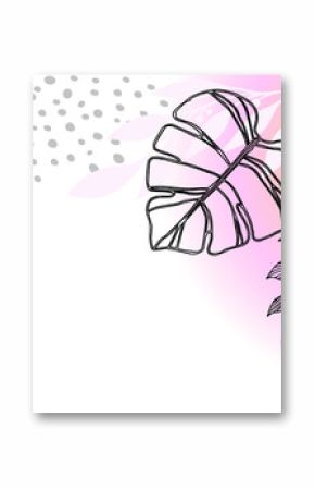 Flat design is showing gradient orb with monstera leaf lines and dots on transparent background
