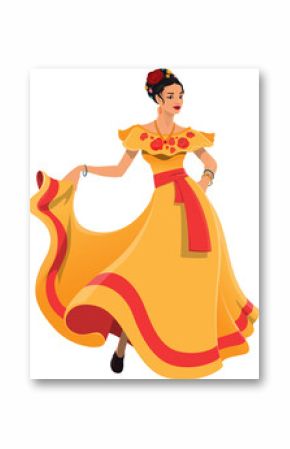 Dancer lady in tobasco dress mexican cartoon woman