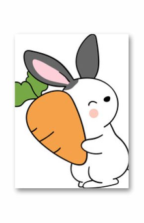 Bunny with carrot cartoon Easter concept