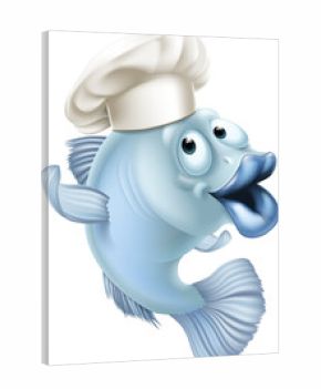 Cartoon fish wearing a chef hat