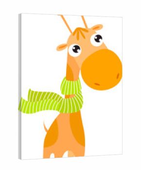 Cute giraffe. Little cartoon giraffe. African animal. Wild animal. Cartoon character. Giraffe in a scarf.