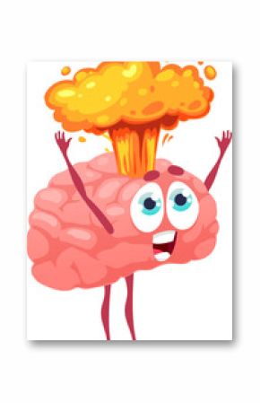 Brain storm, cartoon character with burst in head