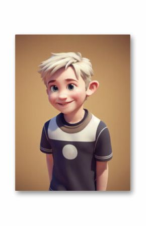 handsome generic teen white smiling boy character portrait with on clean background, digital painting in 3D cartoon movies style