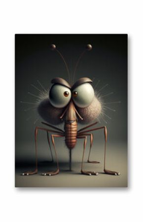 Funny cartoon mosquito. Generative Ai.