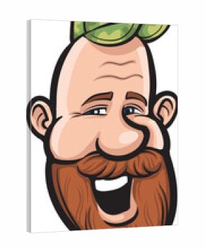 cartoon smiling man with red beard face - PNG image with transparent background