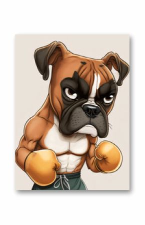 cartoon of a boxer dog boxing Generative Ai