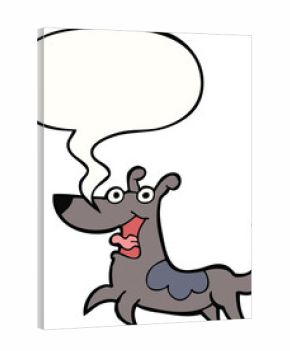 happy dog cartoon and speech bubble