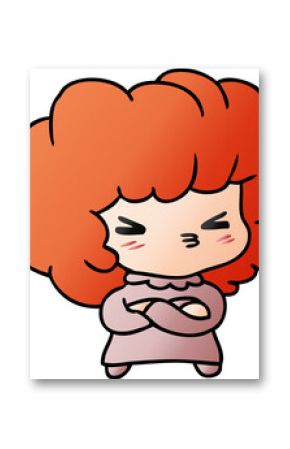 gradient cartoon of a cute cross kawaii girl
