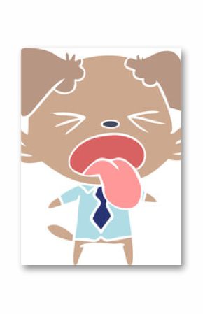 flat color style cartoon disgusted dog