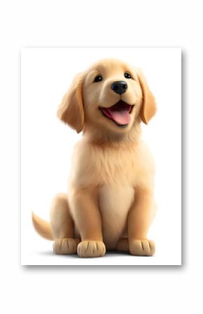 Adorable golden retriever puppy, isolated background. Generative Ai.