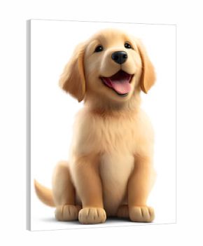 Adorable golden retriever puppy, isolated background. Generative Ai.